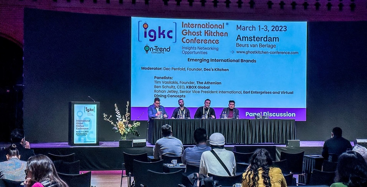 Tim Vasilakis, Ben Schultz, Rohan Jetley at the International Ghost Kitchen Conference on changes in the meal delivery business