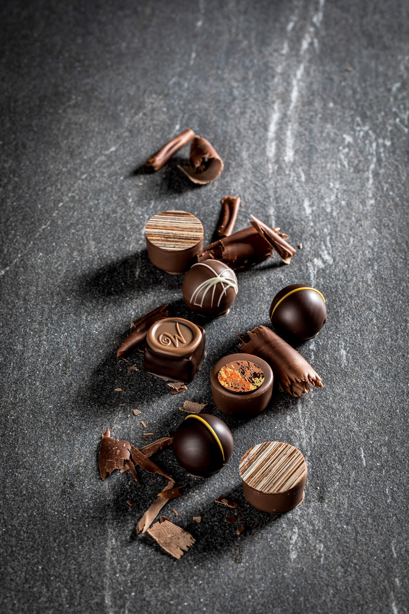 delicious different chocolates pralines 