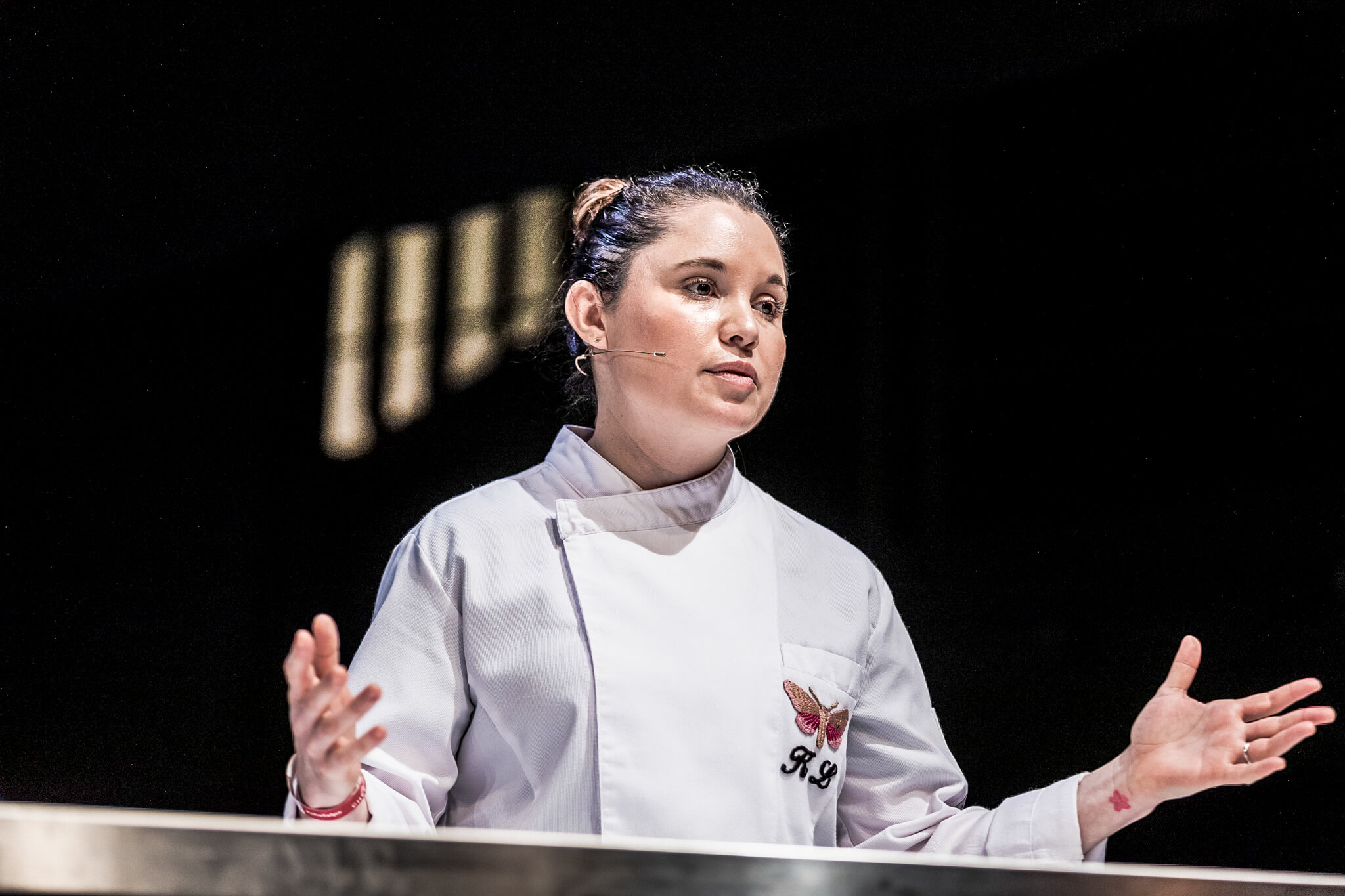 Karime Lopez, executive chef at Gucci Osteria in Florence on stage at ChefAlps.