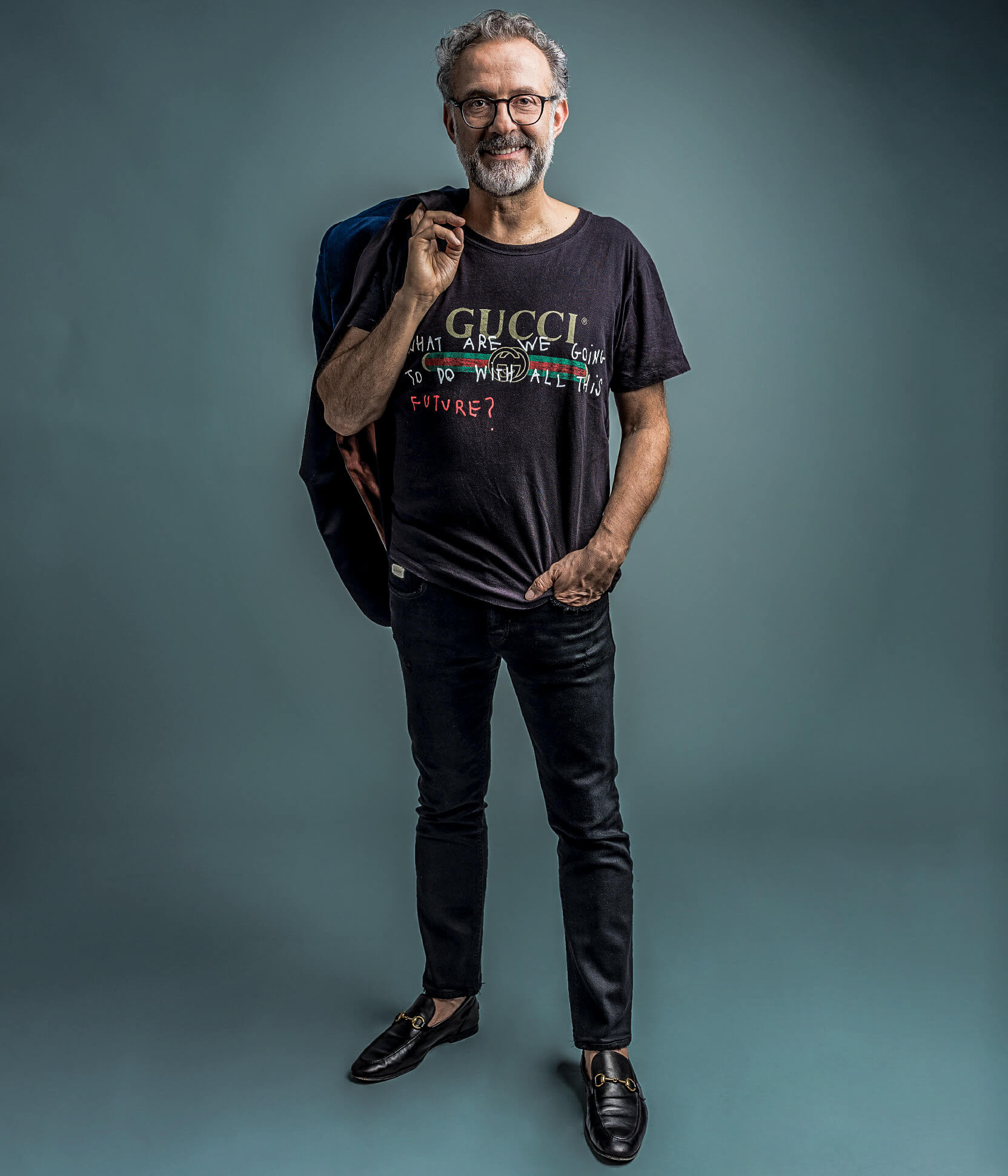 Massimo Bottura, status chef and ambassador of the Italian luxury culinary craft, who is also the founder of a social revolutionary soup kitchen 